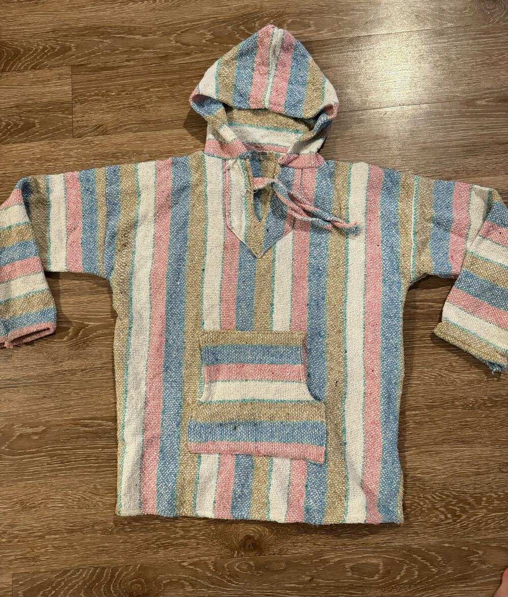 Long Sleeve Baja Beach Pullover Hoodie Multicolor Stripe